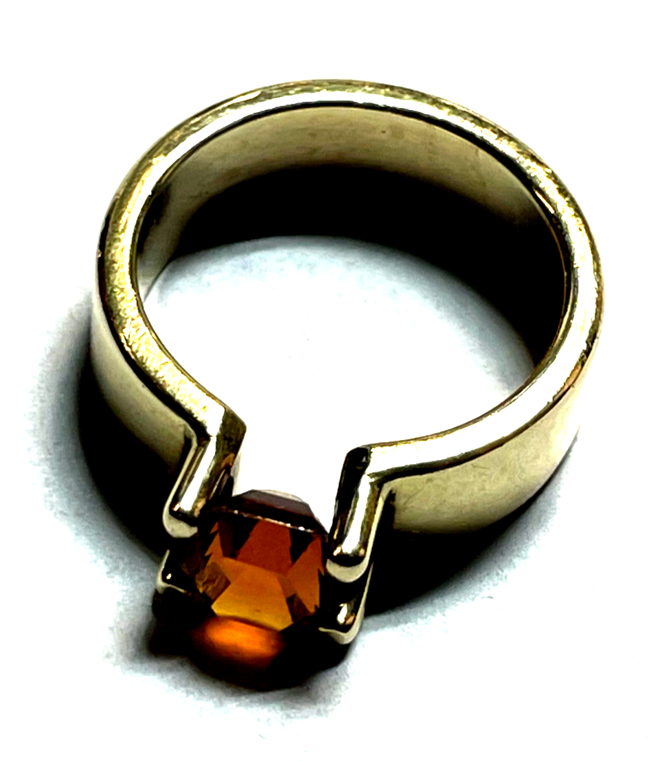 14 K 585 Gold massiver Ring Unikat mit Madeira Citrin Juwelier  Ø 17,5 mm RG 554