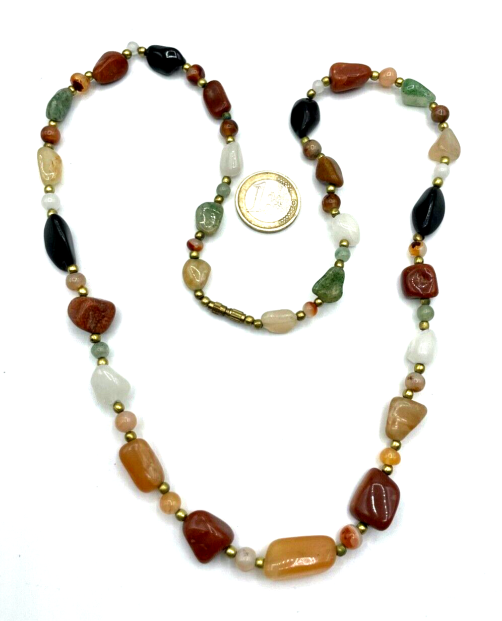 Aparte vintage Edelstein Kette Halbedelsteine im Mix Nuggets L 69,5 cm Nr. 23