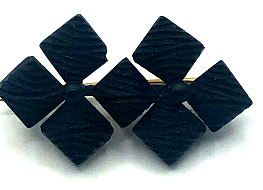 Antik Trauerschmuck Brosche um 1900 Jet Gagat Anstecknadel L 33 mm H 20 mm3