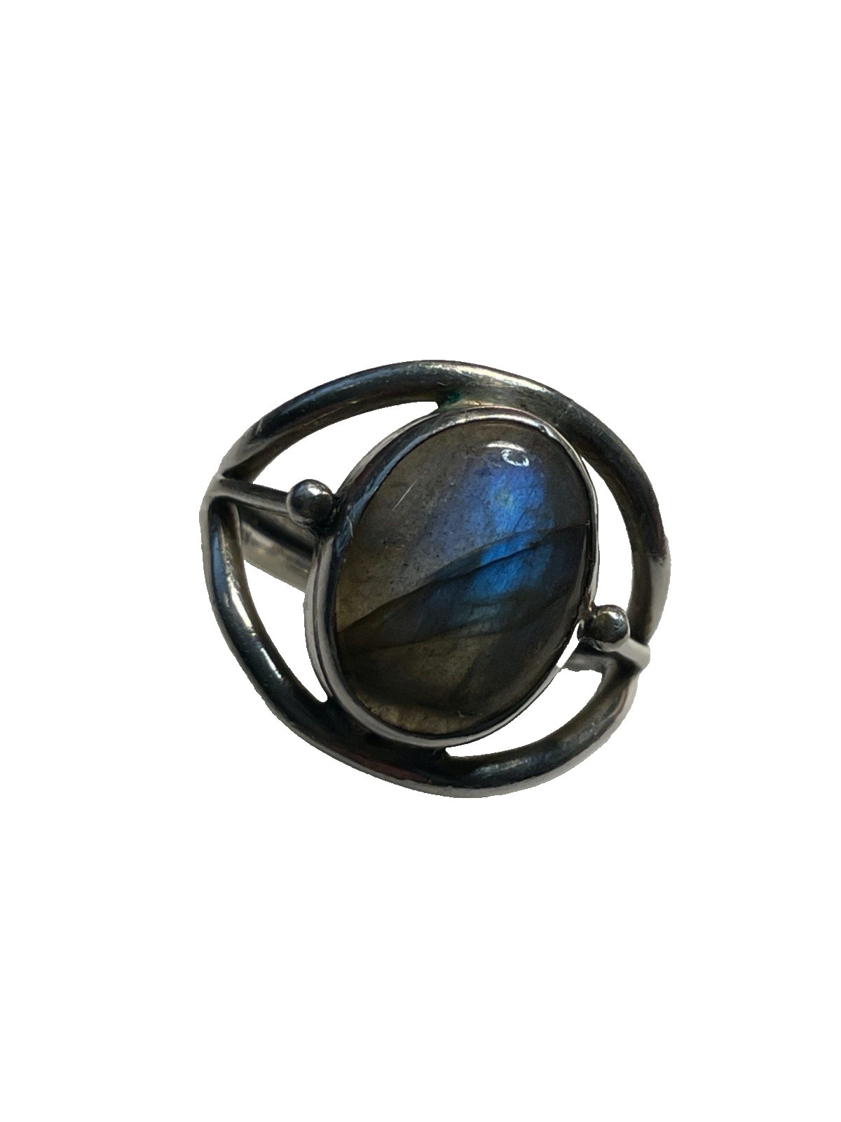 Solider 925 Silber Ring Labradorit Cabochon massiv Ø 20mm RG 63 Handarbeit7