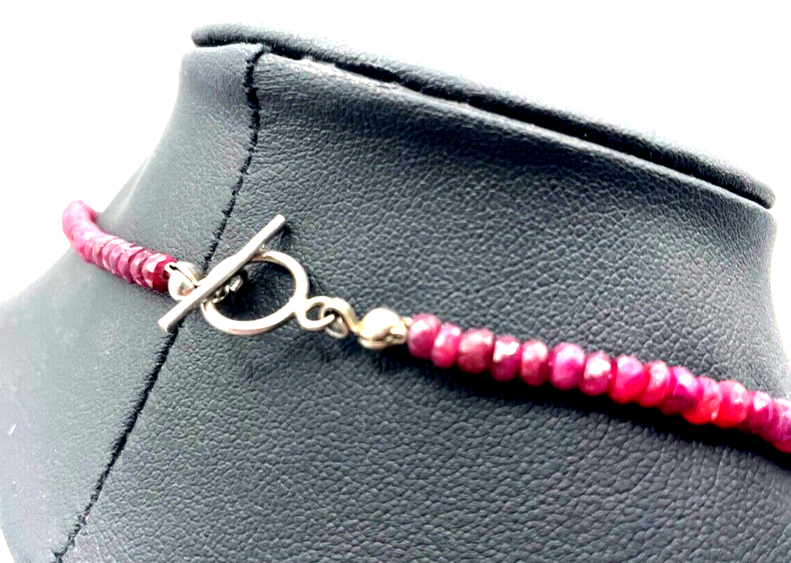 60 cm Smaragd Saphir Rubin Edelstein Mix Kette facettierte Rondelle 925 Silber2
