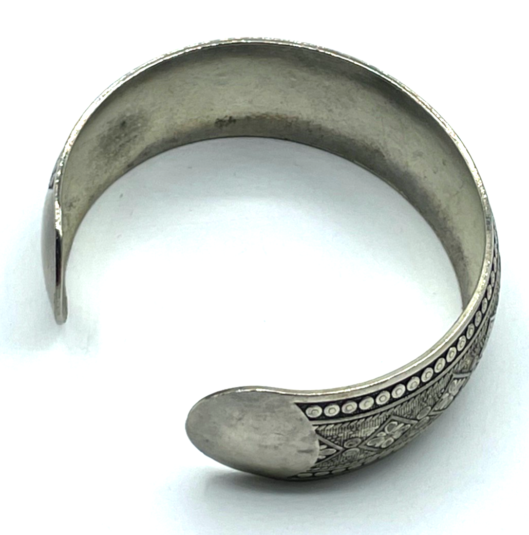 Vintage wunderschöner Tibet Silber Armreif offene Armspange unisex B 25 mm gepfl2