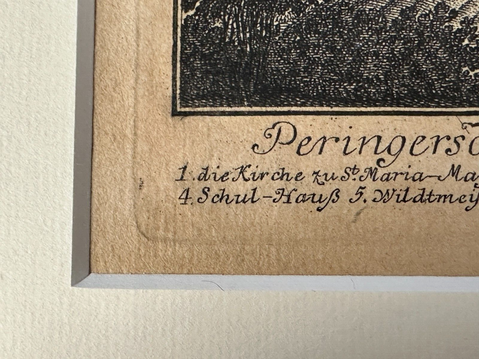 Behringersdorf Tucherschen - Kupferstich 1759 - gerahmt Passepartout hinter Glas3
