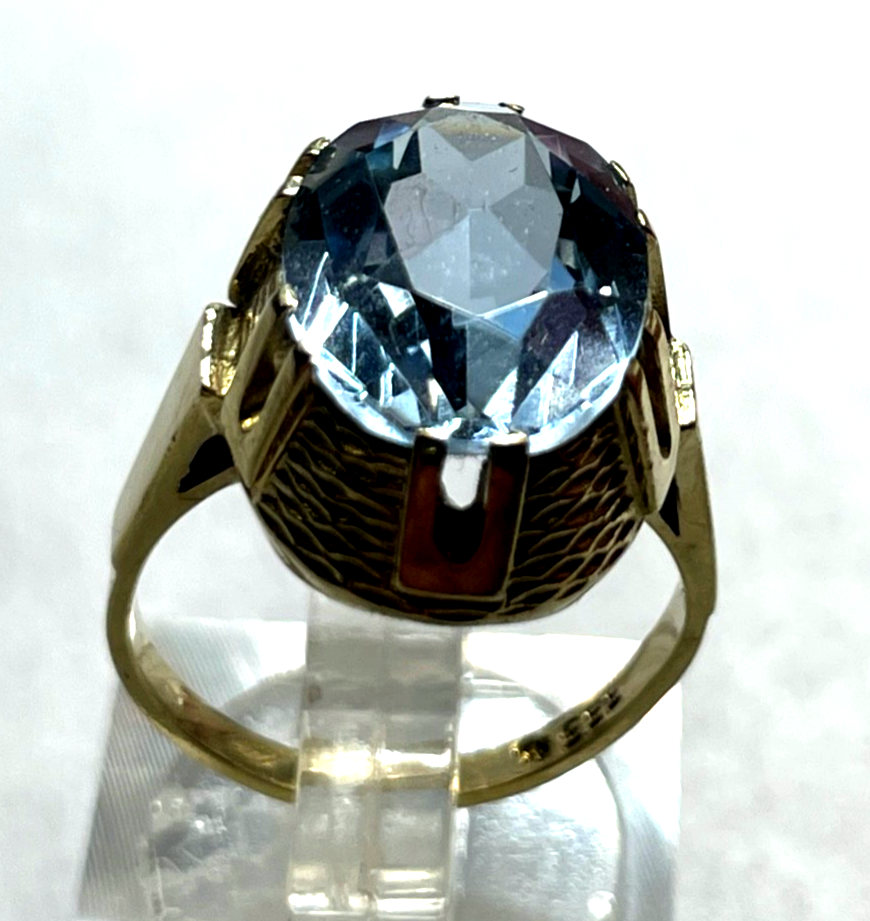 Vintage 333 Gold 8 K Blautopas Ring Ø 16,5 mm RG 52 Juwelier Qualität gepfl.6