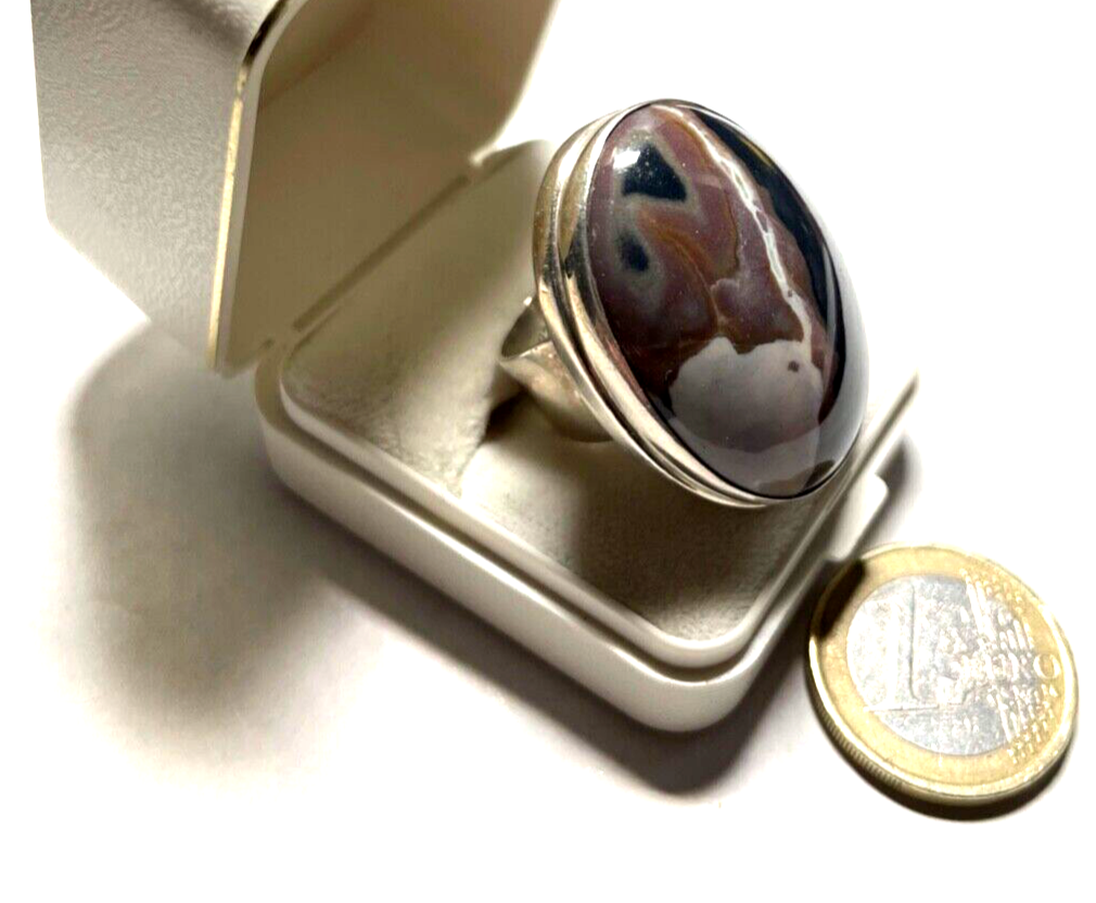 Solider 925 Silber Ring Silberring schöner Achat Ø 18,4 mm RG 58 gepflegt unisex2
