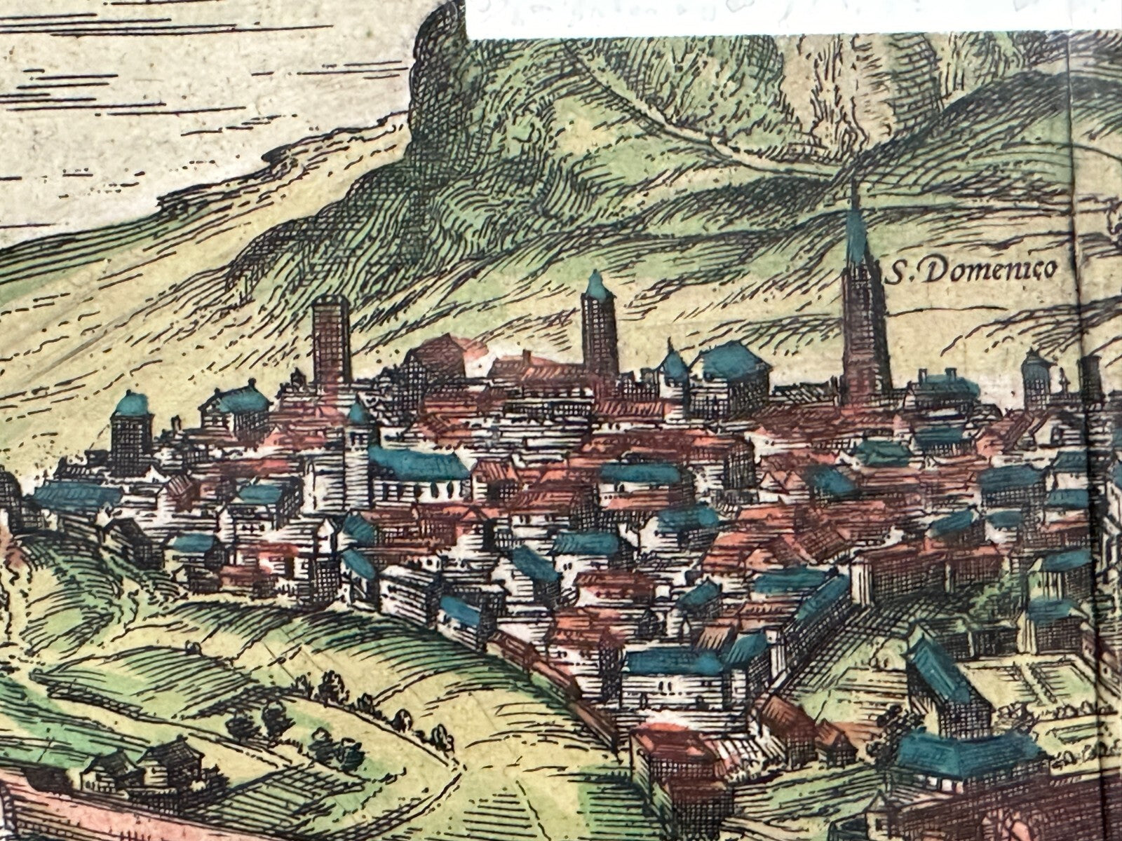 nach Georg Hoefnagel um 1575 - Ansicht von Pesaro Italien Kupferstich koloriert5