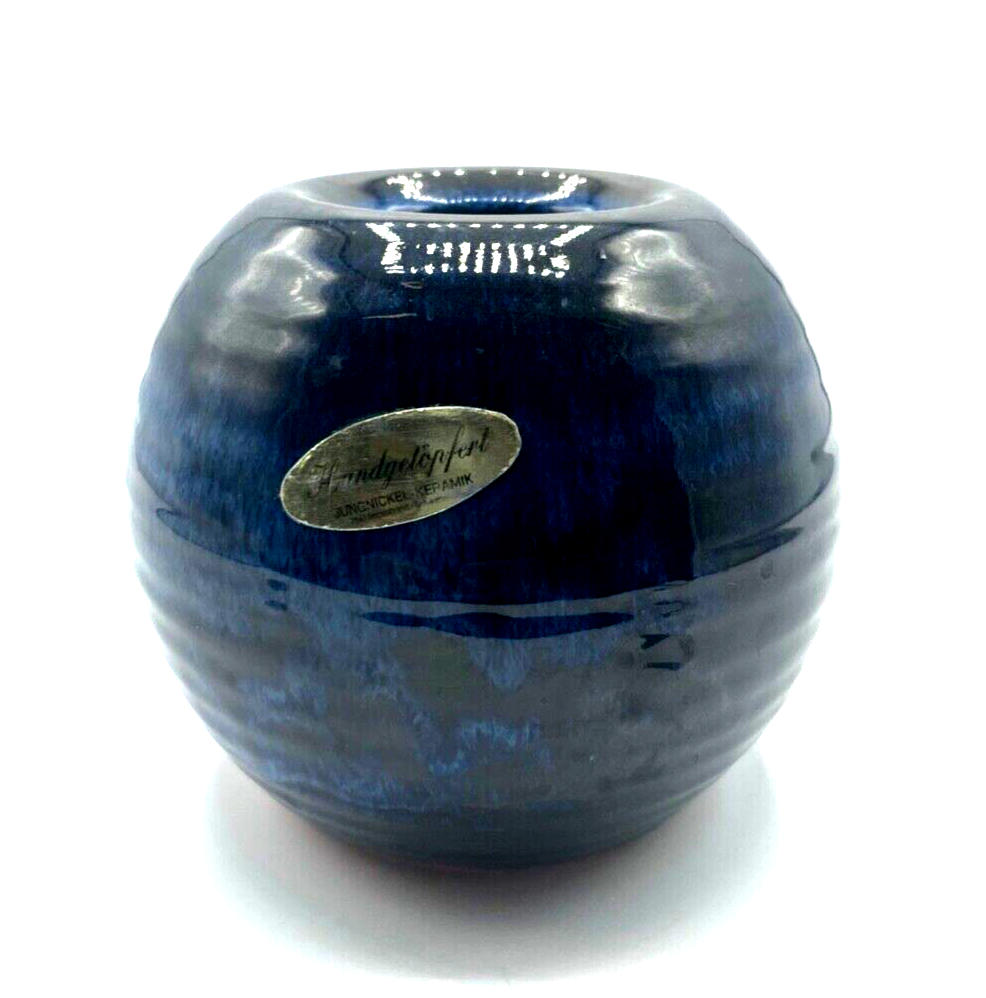 Vintage Jungnickel Keramik Vase blau Handgetöpfert Schwarzwald Kunsthandwerk6