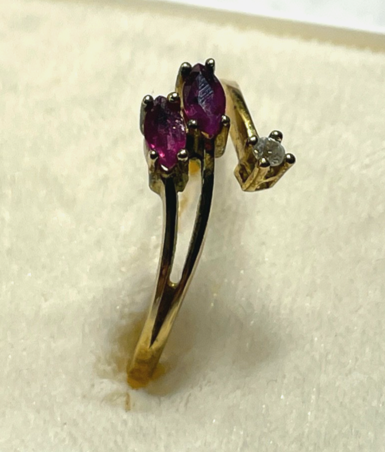 Vintage eleganter 835 Silber Ring vergoldet Ø 17,5 mm RG 55 mit Rubin Weißtopas9