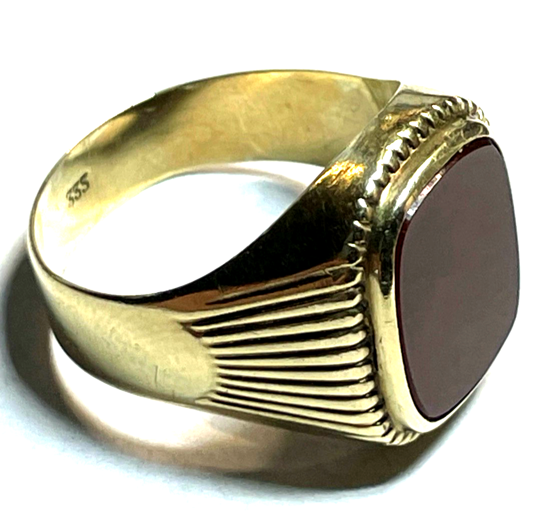 Antik 333 Gold 8 K Herrenring Ring Siegelring Karneol Platte Ø 21 mm RG 66 gepfl1