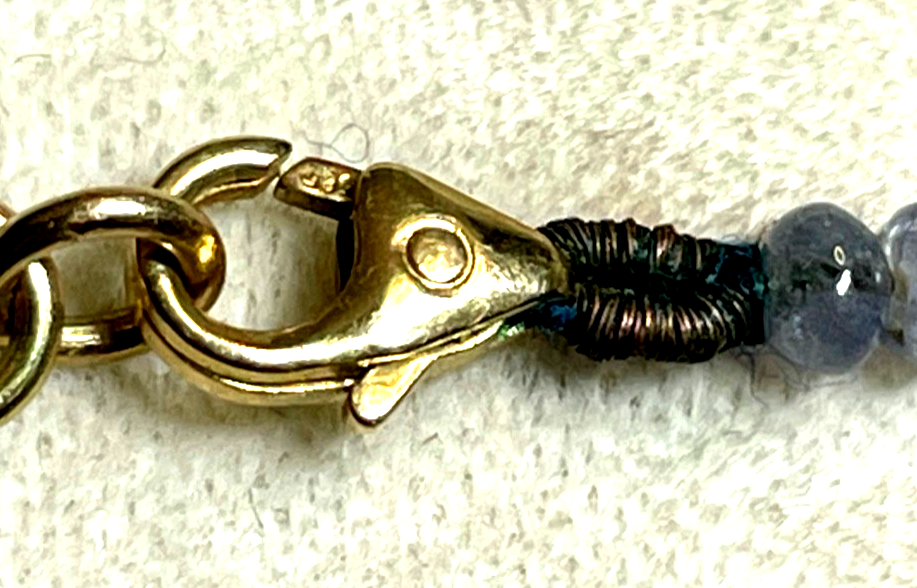 polierte Perlen aus Tansanit Kette Collier 585 Gold Karabiner im Verlauf L 46cm3