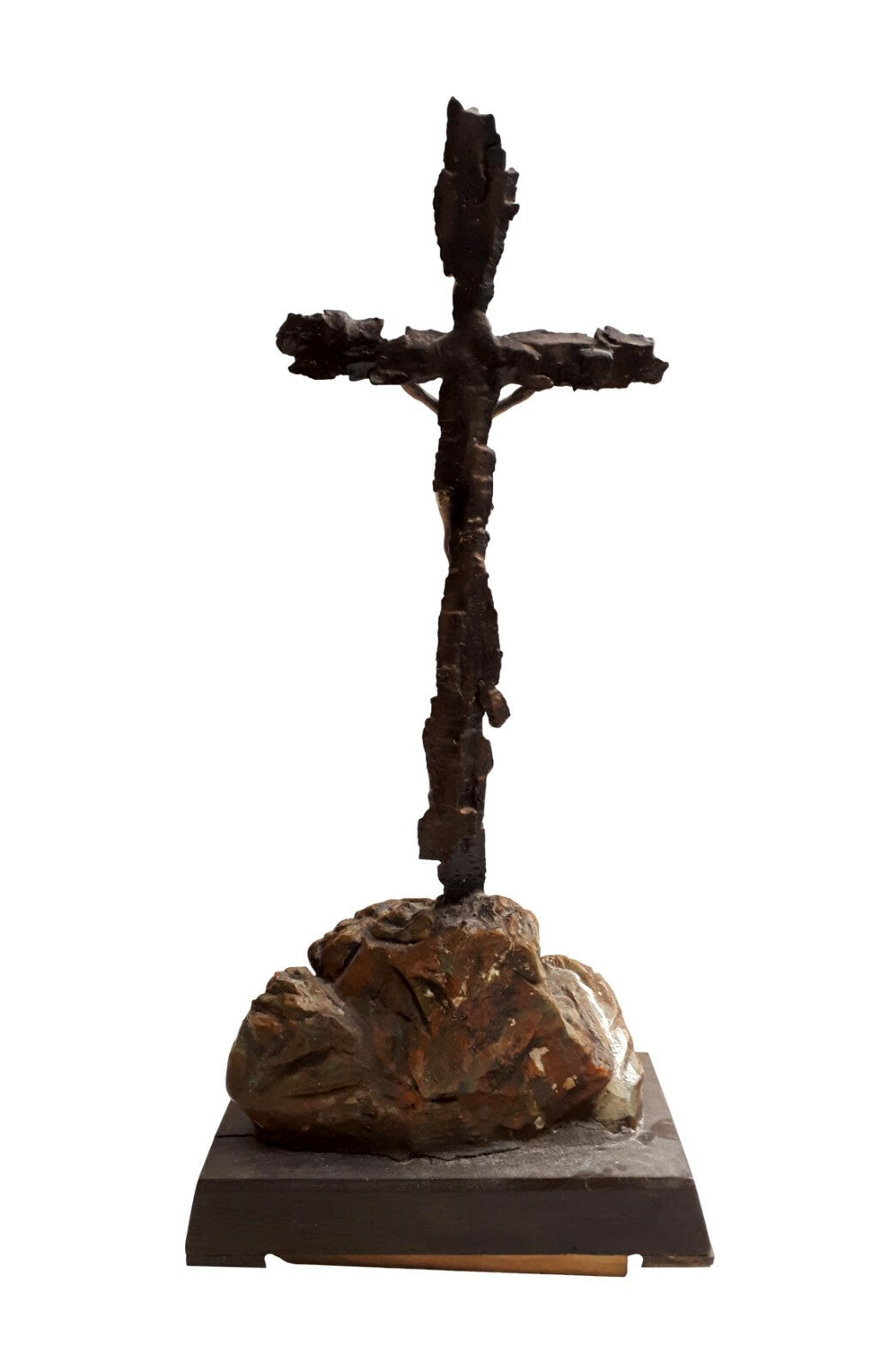 Kruzifix Kreuz Jesuskreuz - Hausaltar - Standkreuz - Grabenkunst Granatsplitter3