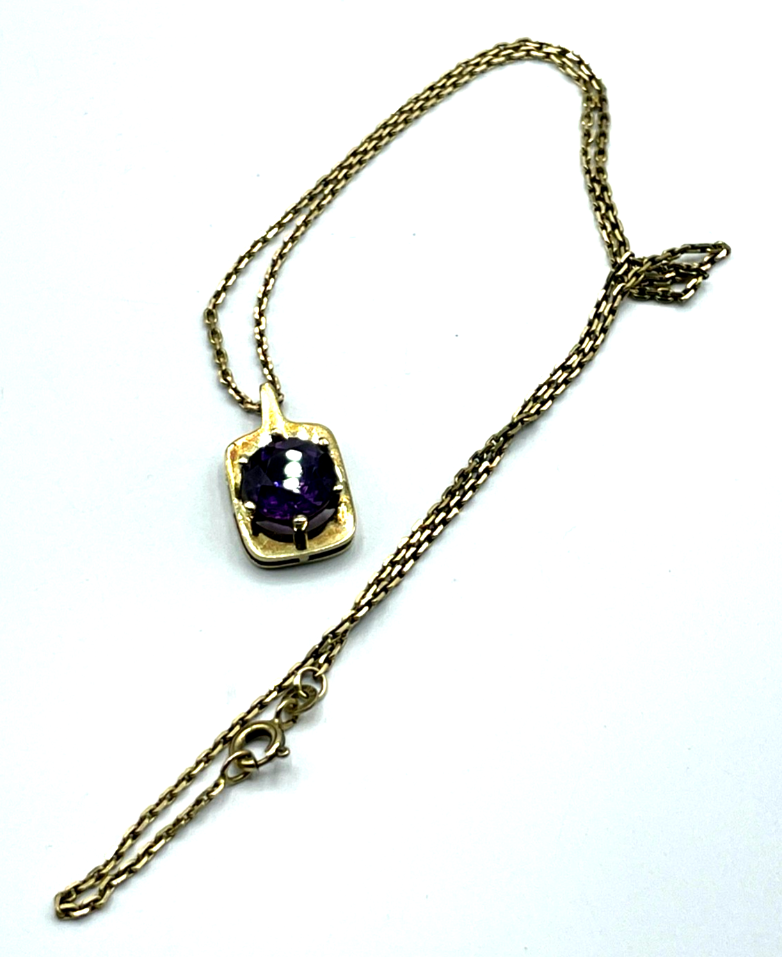 333 Gold 8 K FBM solide 46 cm Ankerkette mit Amethyst Ø 10 mm Anhänger klassisch6