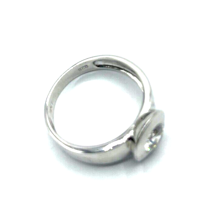 Solider 925 Silber Ring Bandring Solitär Zirkonia Ø 7 mm  RG 60 Ø 19 mm unisex7