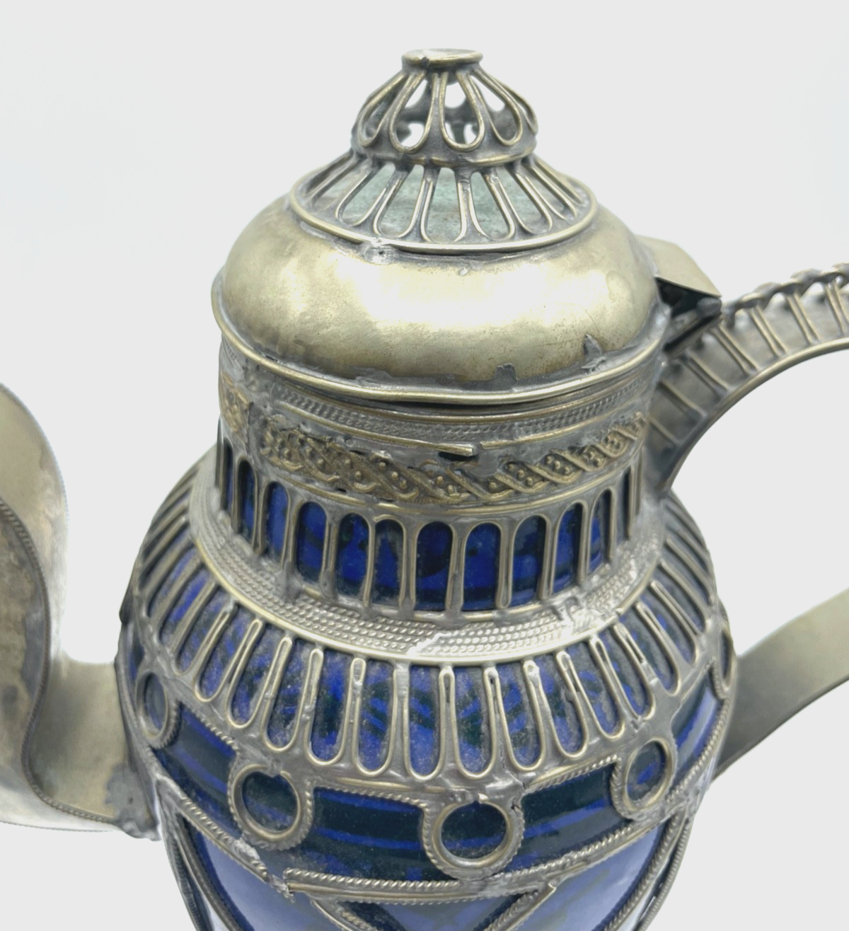 Dachbodenfund orientalische antik Kanne Keramik + versilberte Montur Handarbeit1