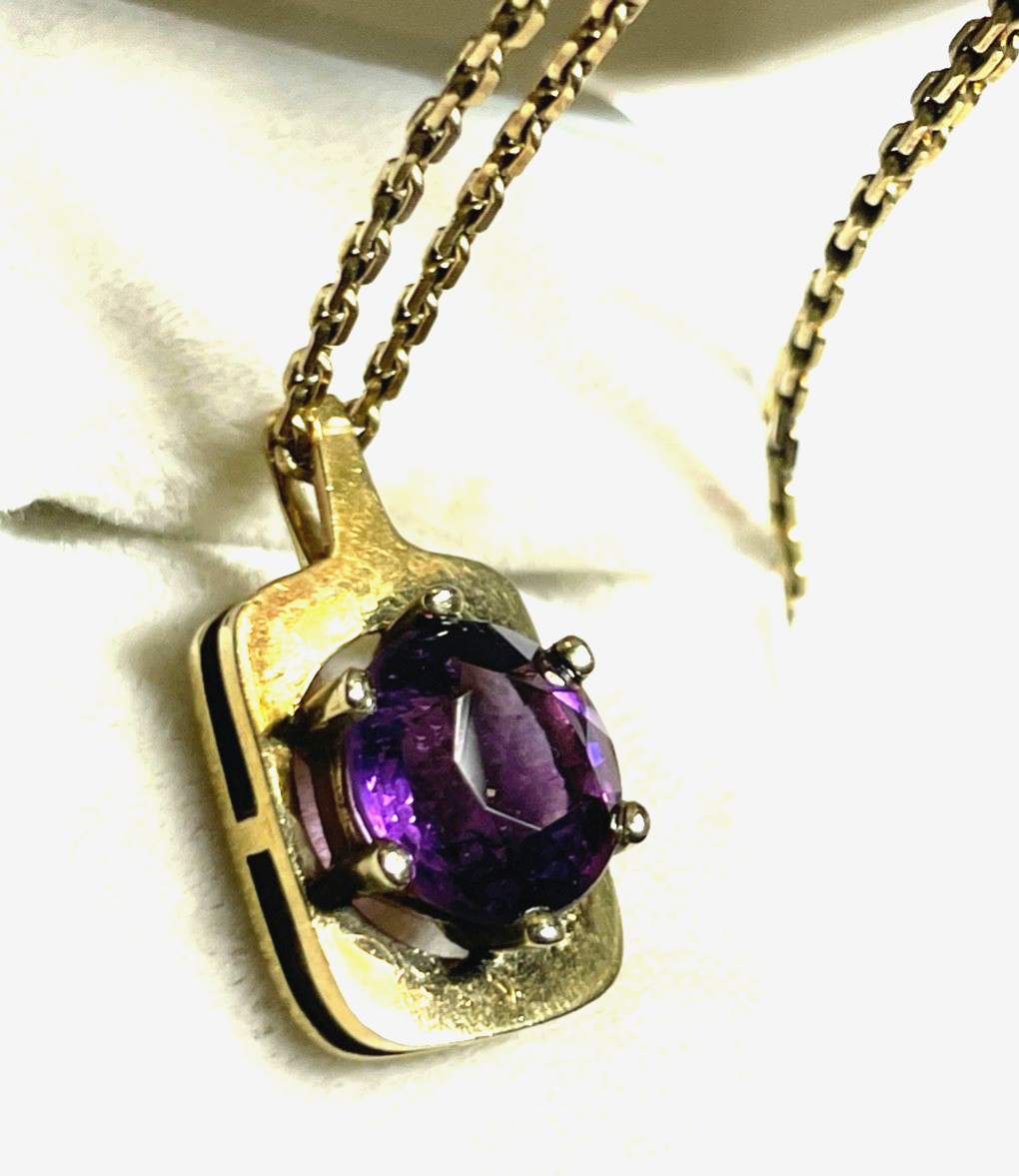 333 Gold 8 K FBM solide 46 cm Ankerkette mit Amethyst Ø 10 mm Anhänger klassisch3