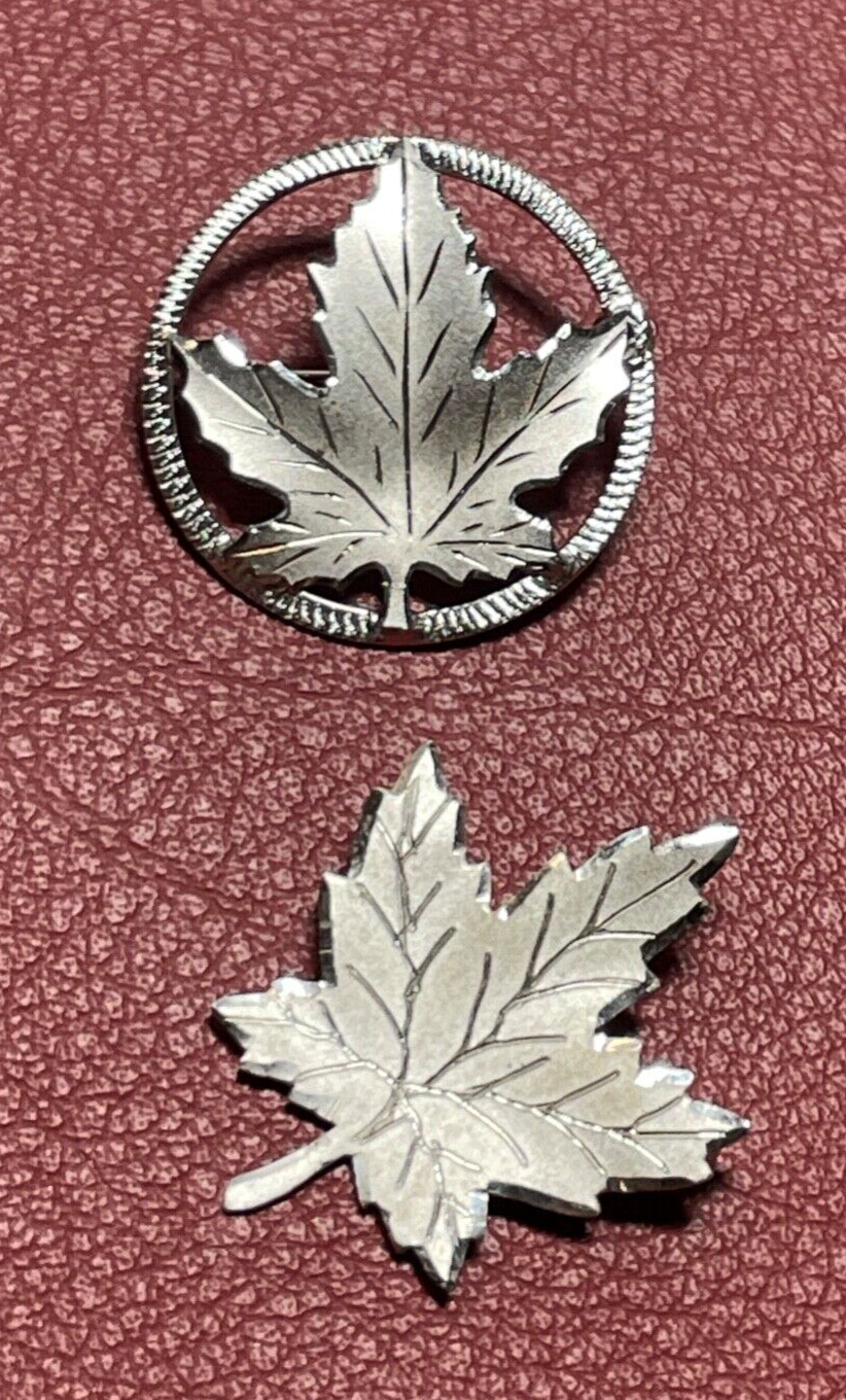 2 x Silber Brosche Anstecknadel Blatt Design feine Handarbeit Sterling 9250