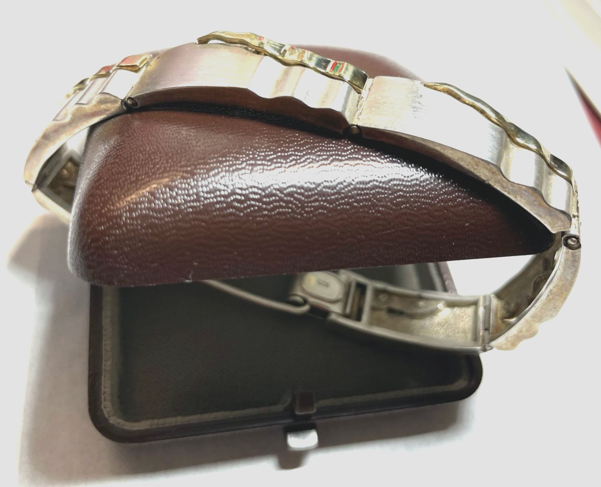 Solides 925 Silber Armband Unikat teilvergoldet L 21,5 cm B 13 mm Juwelier1