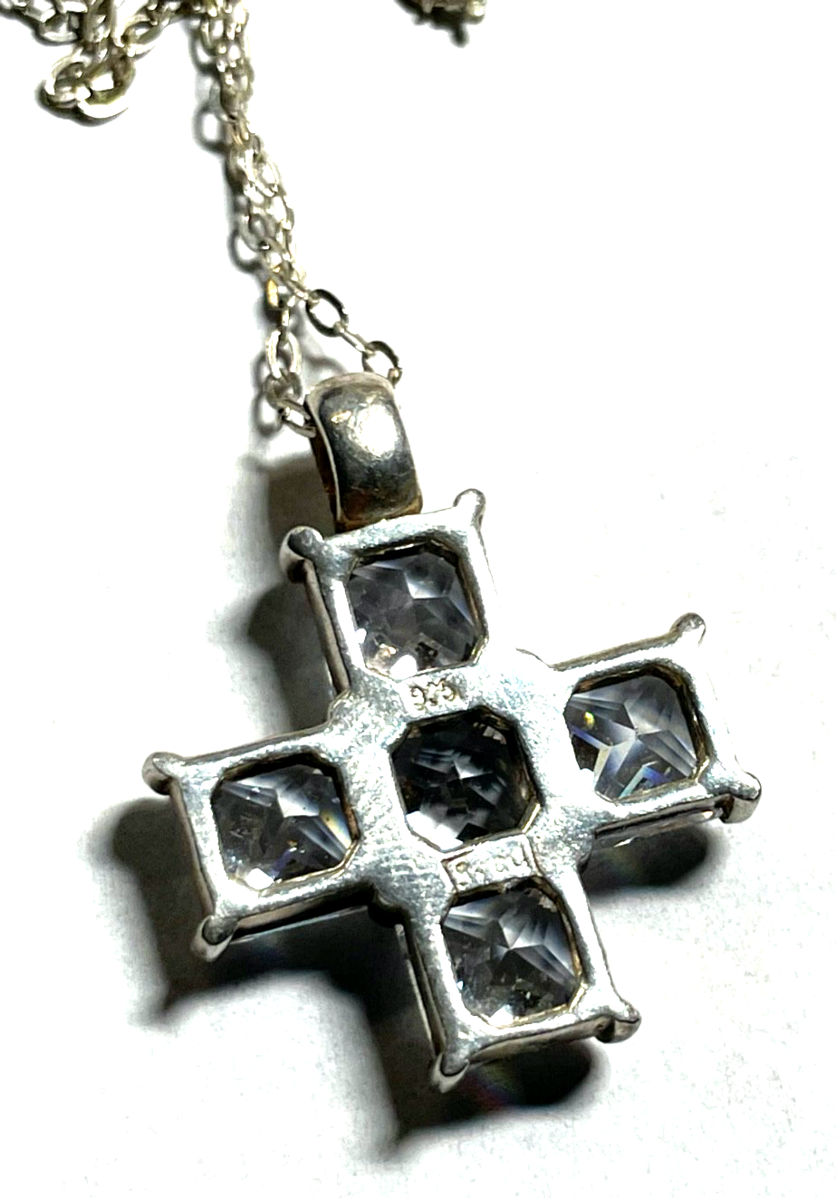 Stattlicher 925 Silber Kreuz Anhänger mit Zirkonia Cubes an 46 cm Silberkette5