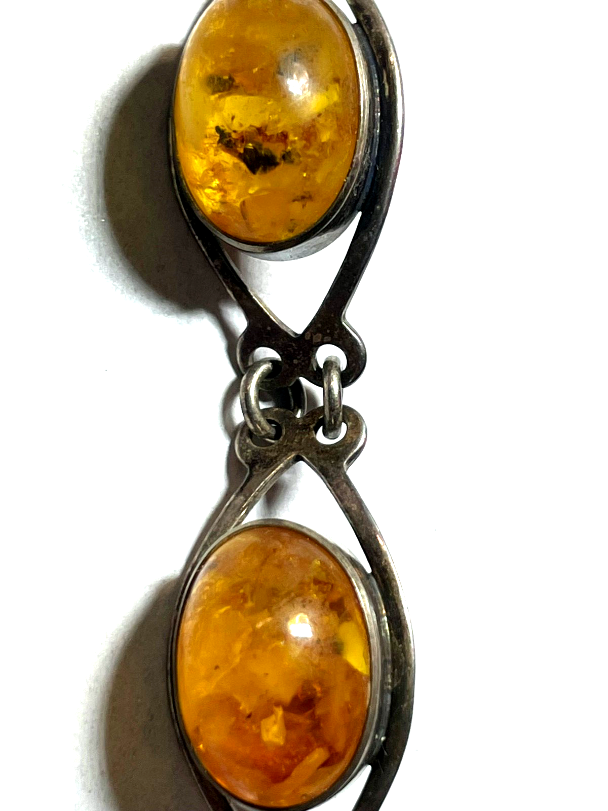 Vintage 835 Silber Fischland Armband mit 6 Bernstein Cabochons L 18,5 cm B  14mm4