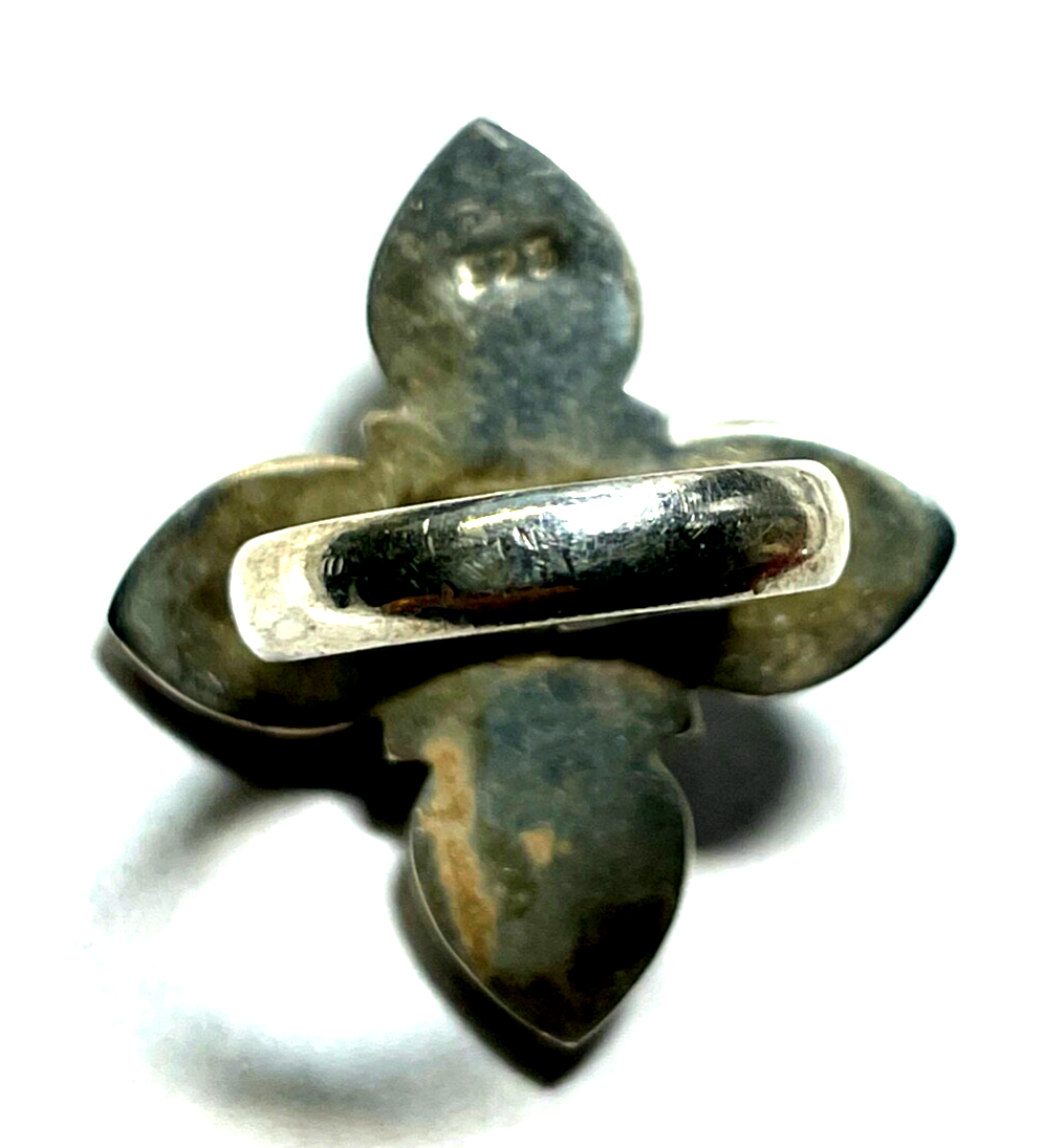 Stattlicher 925 Silber Ring Mondstein Cabochon Ø17mm RG 54 solide Qualität Blume5