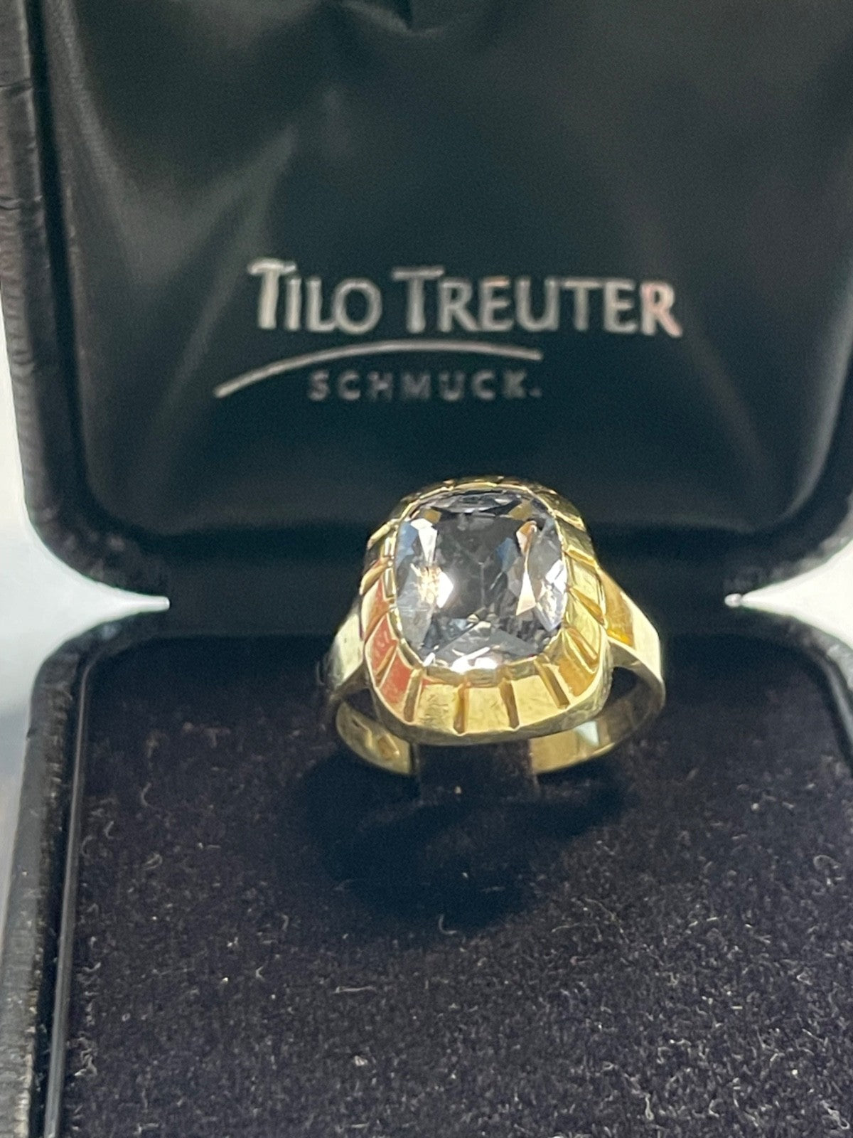 Massiver 585 Gold 14 K Ring Aquamarin Kissen Ø 17,5 mm RG 55 Juwelier sehr gepfl9