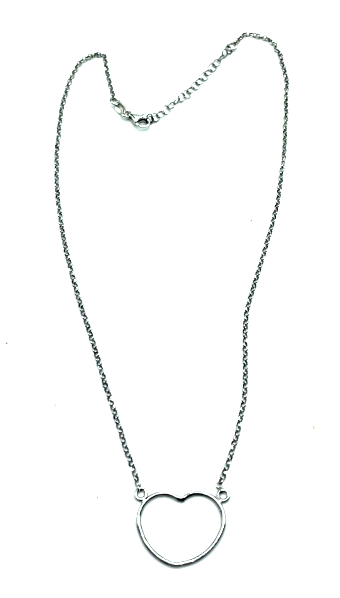 Solide 925 Silberkette mit integriertem Herz Anhänger L 41,5-46 cm gepflegt6