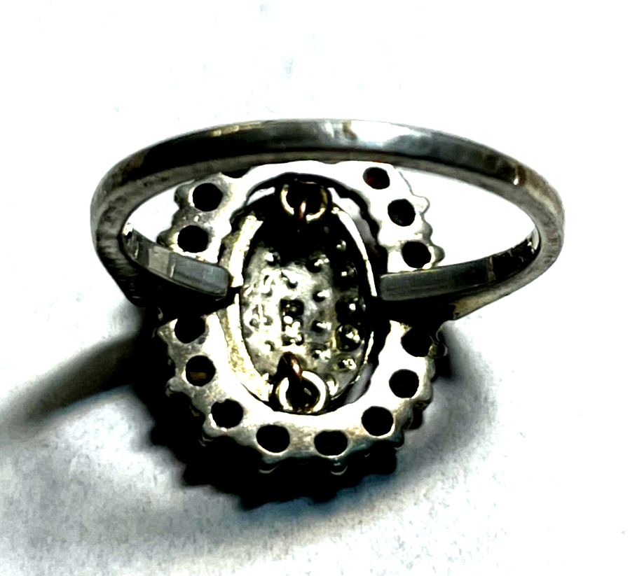 Antik 835 Silber Ring Markasiten + Granat um 1920 sehr gepflegt RG 54 Ø 17,2 mm8