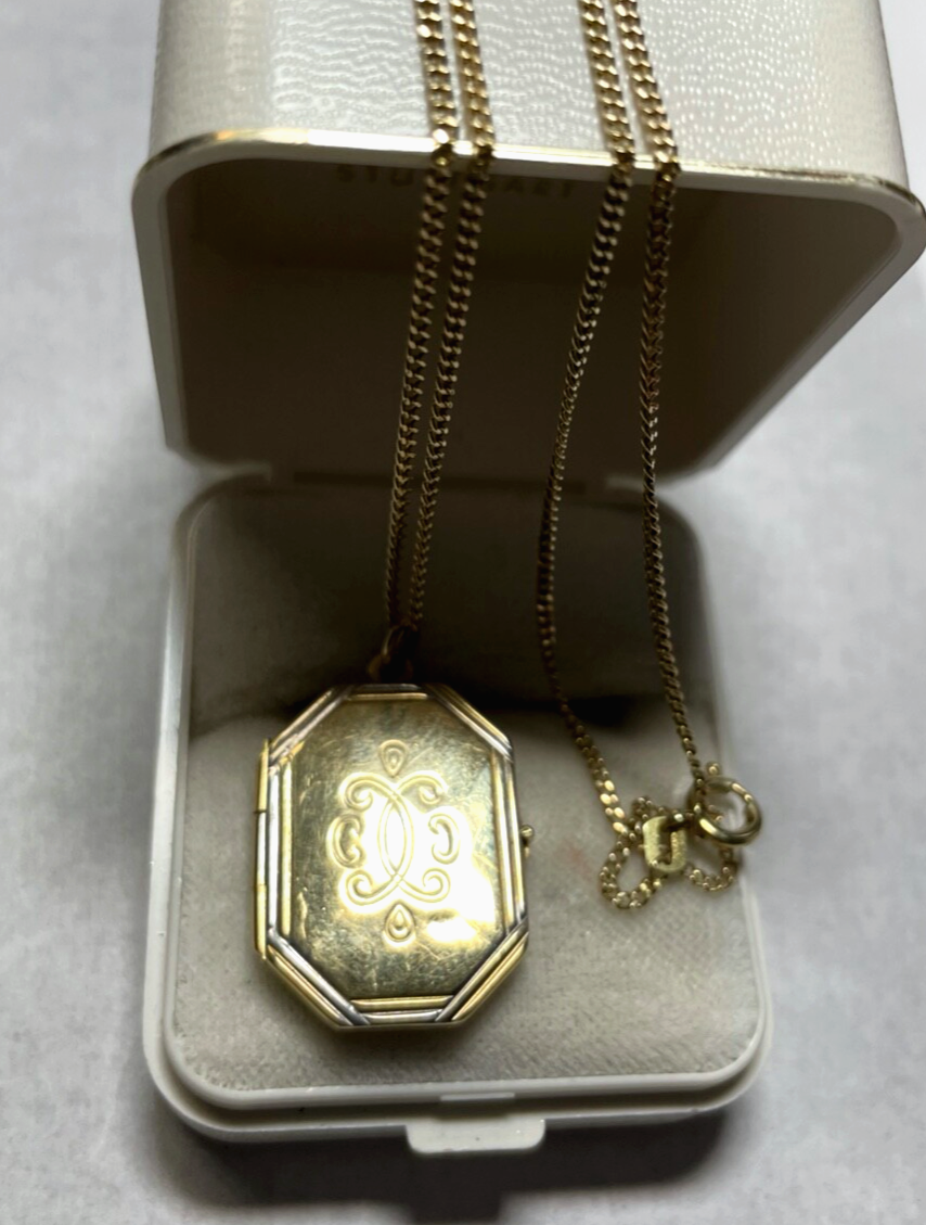 333 Gold 8 K Panzer Kette + antik Medaillon Gold Anhänger Juwelier L 45,5 cm0