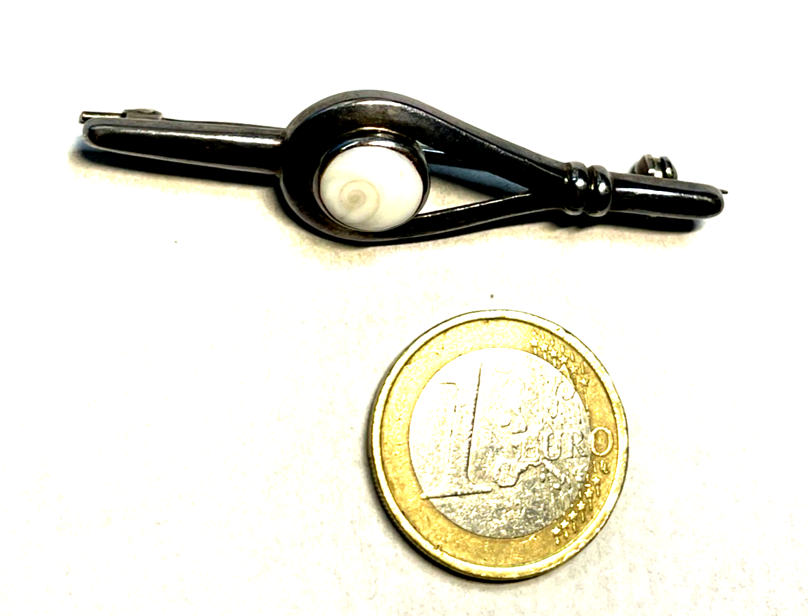 Vintage Margaritis 950 Silber Brosche Anstecknadel Shiva Auge Handarbeit gepfl.9
