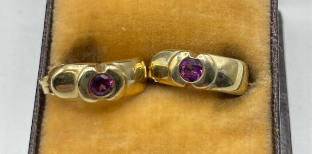 375 Gold 9 K Ohrringe Pink Rhodolith Almandin Edelstein L 14 mm B 5 mm Juwelier5