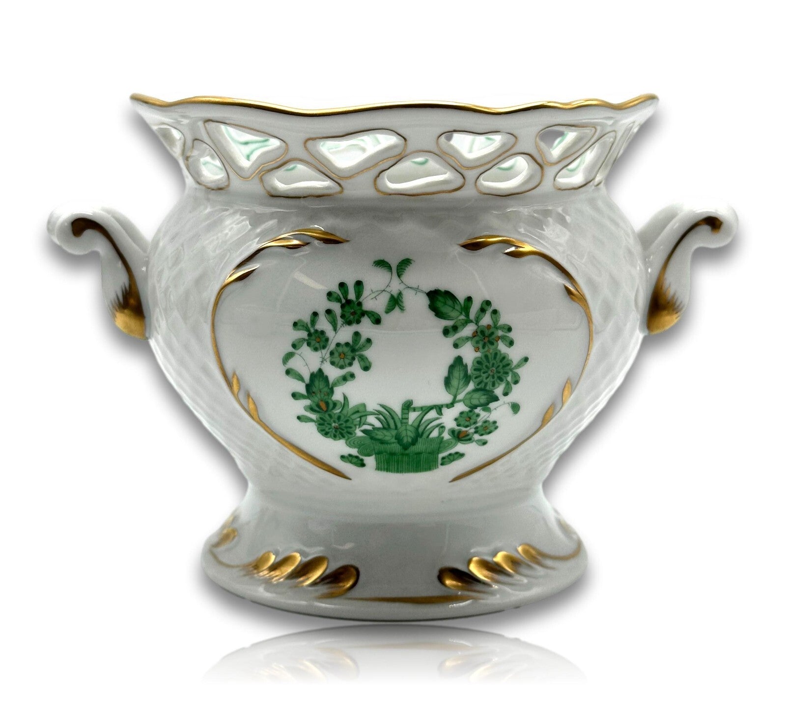 Herend 6547 AV - Cachepot Übertopf - Porzellan - Apponyi Green - Handbemalt0