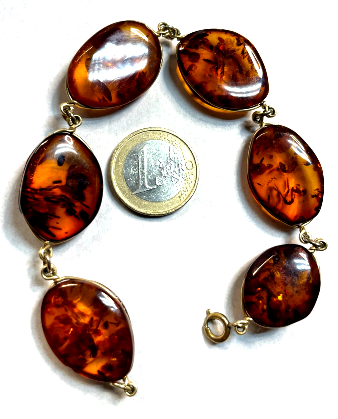 Stattliches altes  Bernstein Design Armband Golddouble sehr gepflegt L 23 cm4