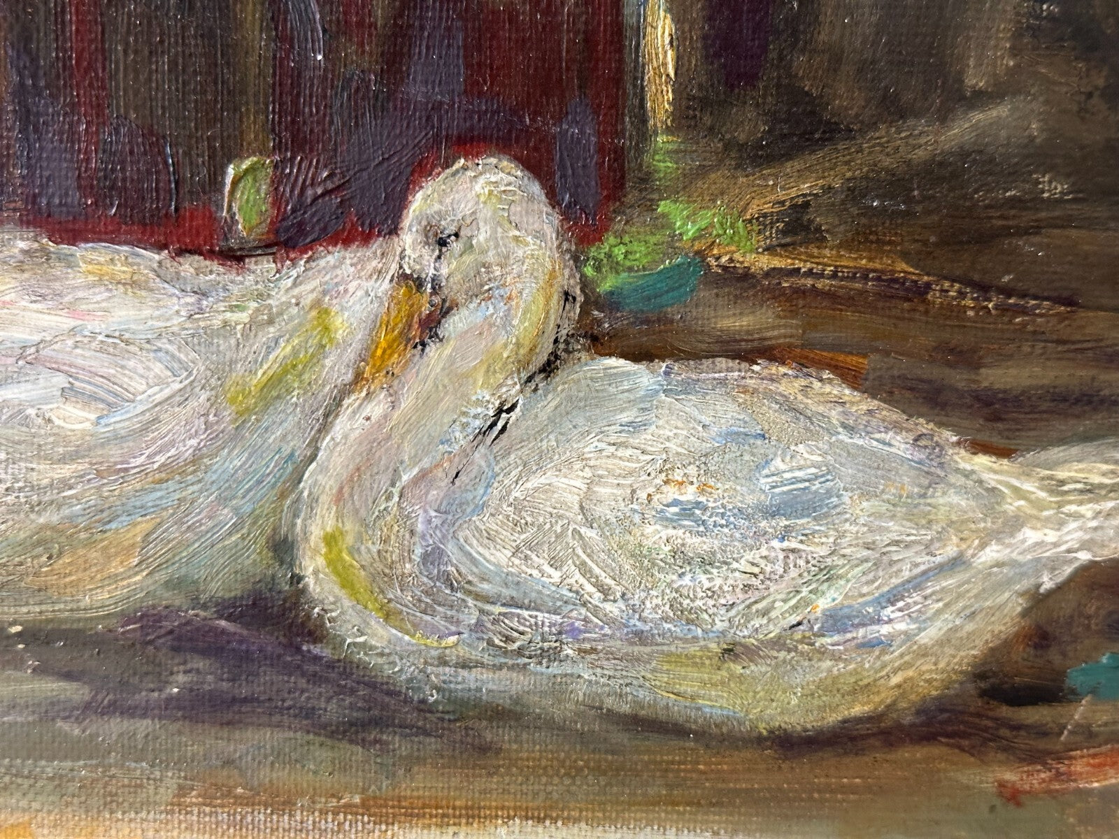 Öl auf Leinwand auf Platte - Hugo Diez 1863-1943 - Enten 1915 - signiert gerahmt2
