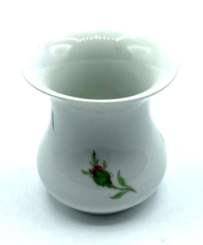 Vintage kl. Meissen Porzellan Vase Wildrose rote Rose Dekor H 6,3 cm  1A Zustand3