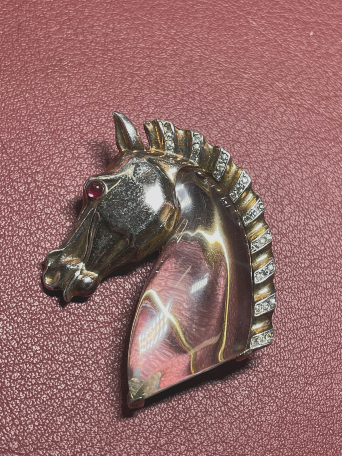 Vintage Trifari Jelly Belly Pferdekopf Brosche Sterling Alfred Philippe 194018