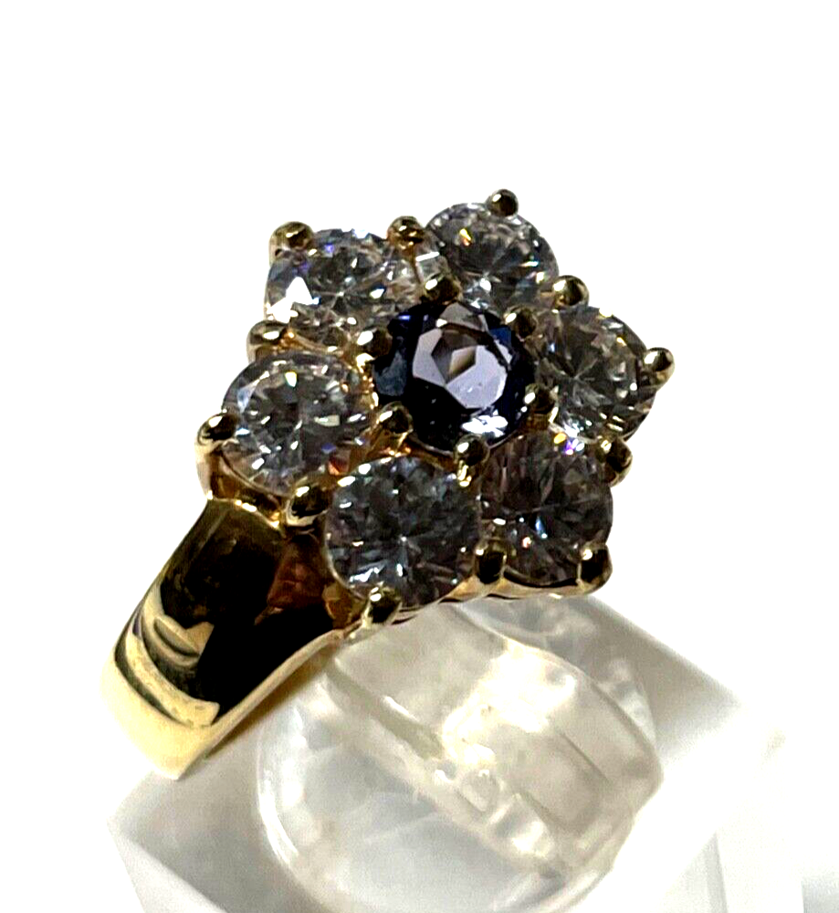 925 Silber Ring vergoldet Silberring üppig Zirkonia Amethyst Lila Ø 19 mm RG 605