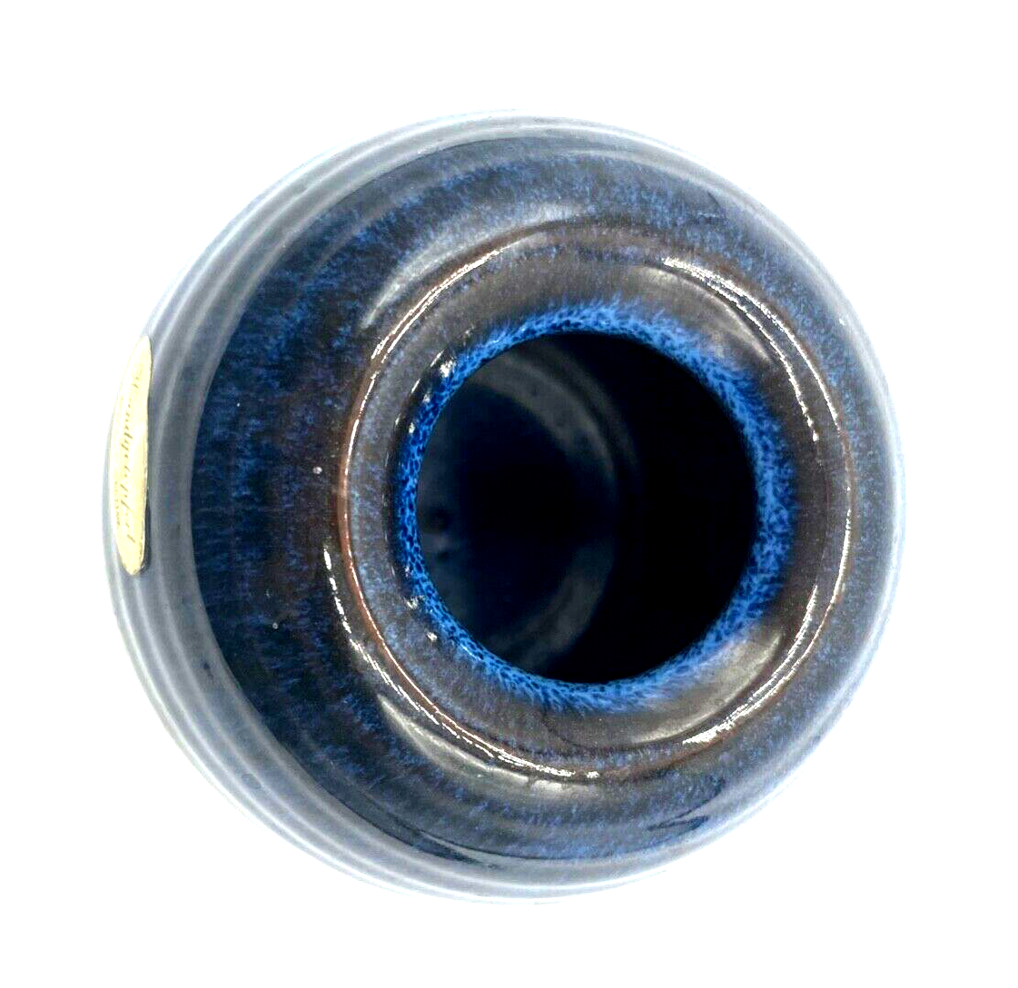 Vintage Jungnickel Keramik Vase blau Handgetöpfert Schwarzwald Kunsthandwerk3