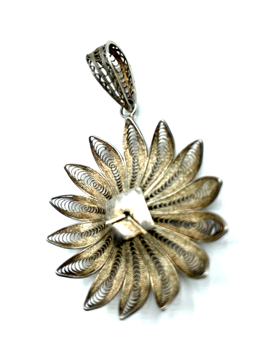 Antik Filigran Anhänger 800 Silberdistel Filigransilber Handarbeit Ø 38mm Tracht5