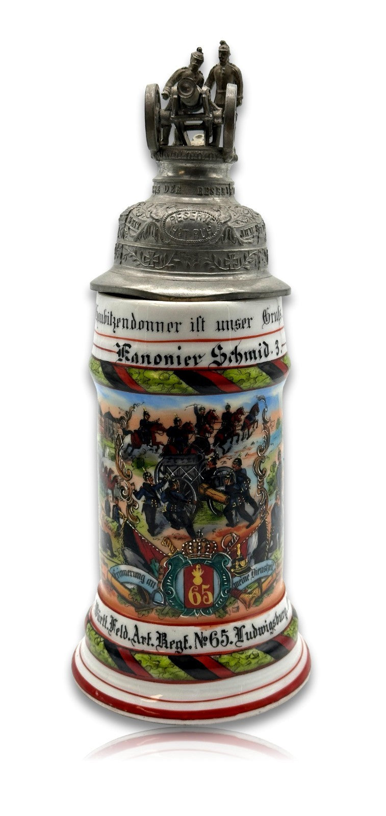 Reservistenkrug Württemberg FA-Regt. Nr. 65 Ludwigsburg 1906–08 – Kanonier1