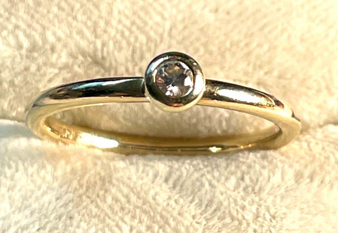585 Gold 14 K Solitär Ring top Brilli 0,05 ct RG 53 Ø 17 mm Verlobung Juwelier0