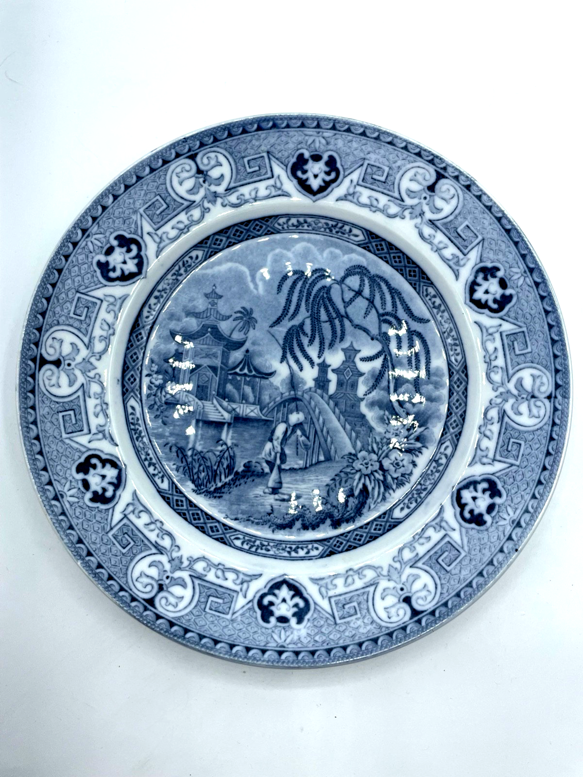 Antik blaue Yeddo U&C Sarreguemines Teller Speiseteller Ø 24 cm 6 Stück gepfl.1