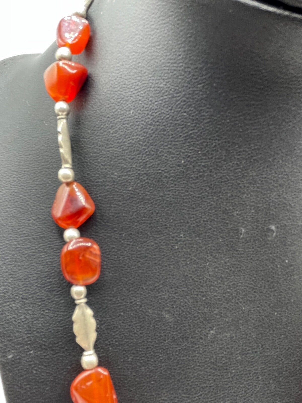 Aparte Ethno Edelstein Kette Collier Karneol mit 925 Silber L 52 cm ungetragen5