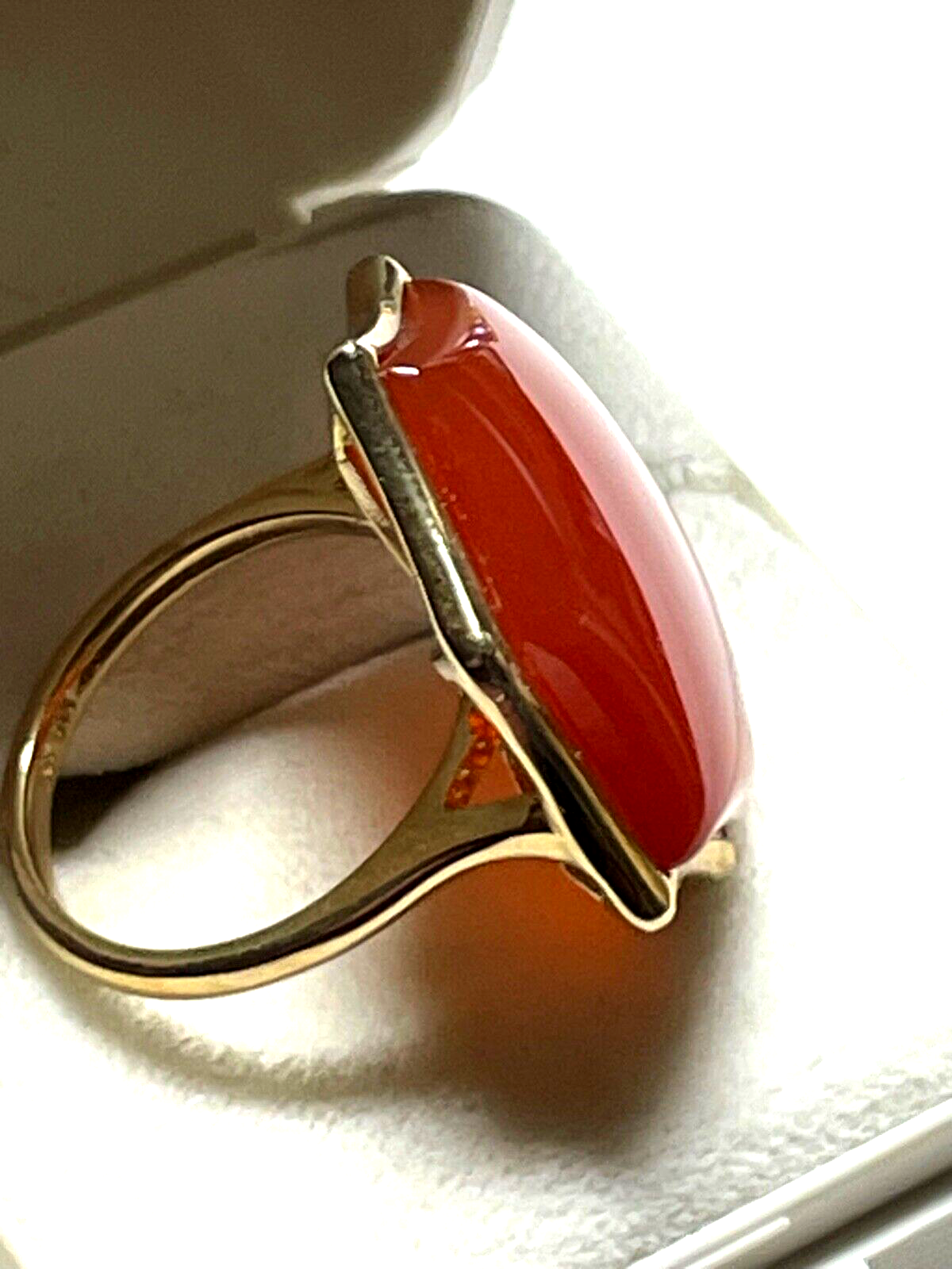 375 Gold 9 K Ring großer Karneol Cabochon Stern Ø 17 mm RG 54 Juwelier neuwertig0