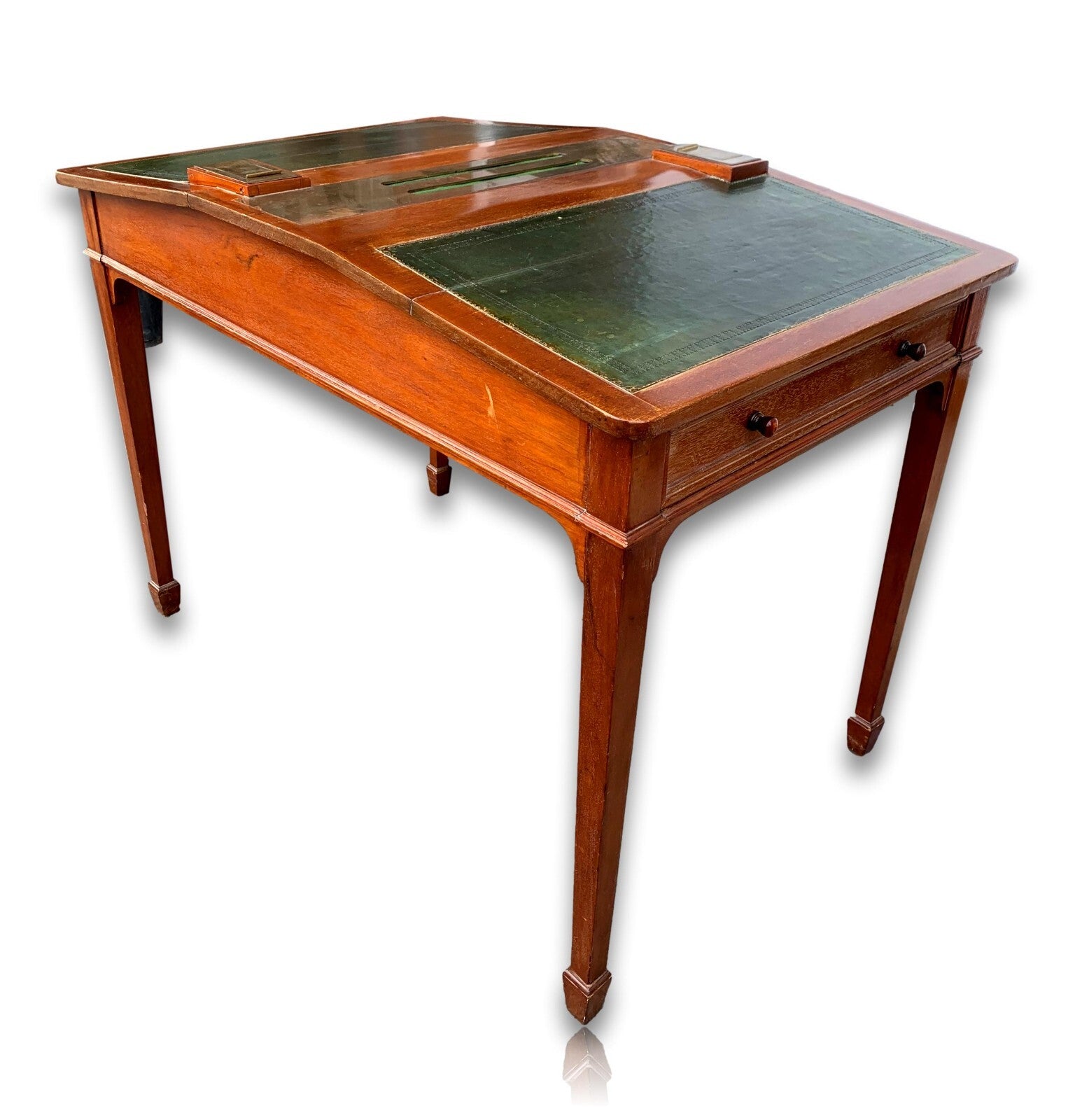 seltener Schreibtisch Doppel Sekretär - ca. 1890-1910 - Messing - Tintenfass4