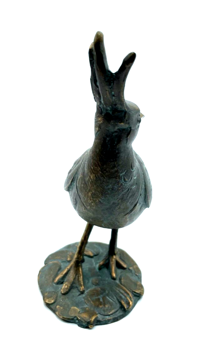 Strassacker Bronze Plastik mit Patina Vogel vollplastisch H 16,5 cm mit Stempel2