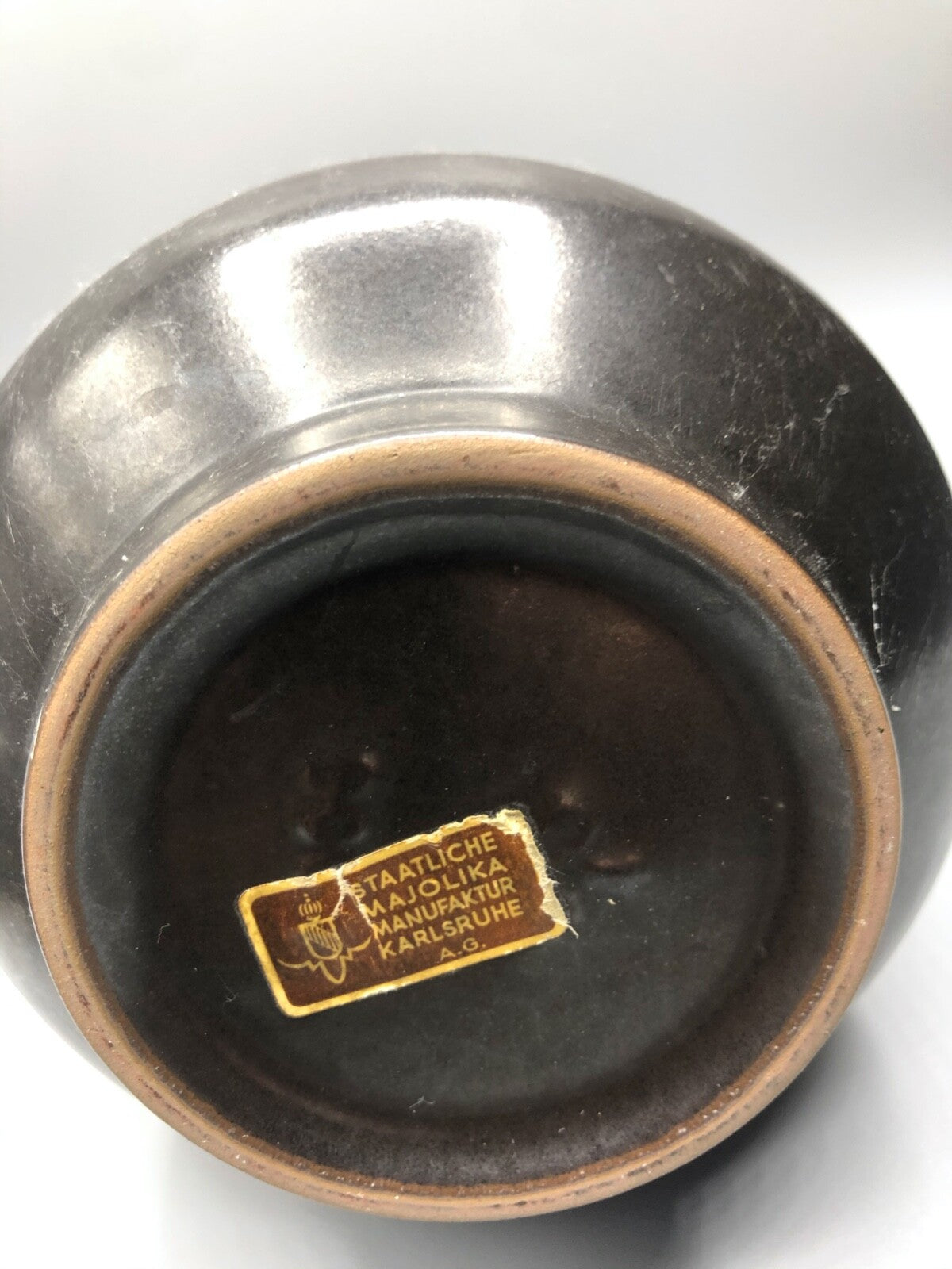 Vintage KARLSRUHER MAJOLIKA Vase Modell 4006 70er Jahre midcentury Erdtöne7