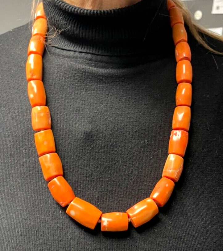 Mega Korallen Kette Statement Kette Koralle Lachs farb. im Verlauf L 70cm1
