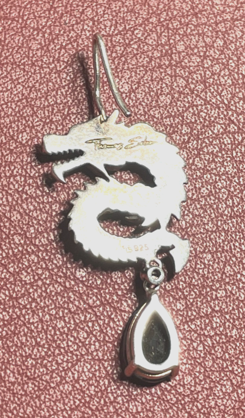 Original 925 Silber Thomas Sabo Ohrhänger Einzelohrring Drache Onyx CZ L 45 mm4