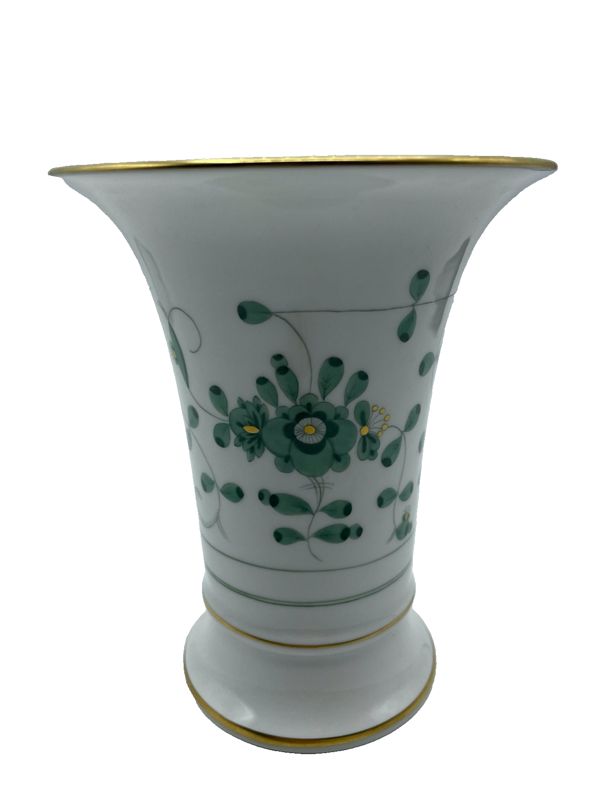 Antik Meissen Porzellan Trichtervase Vase indisch grün H 14 cm  1A Zustand3