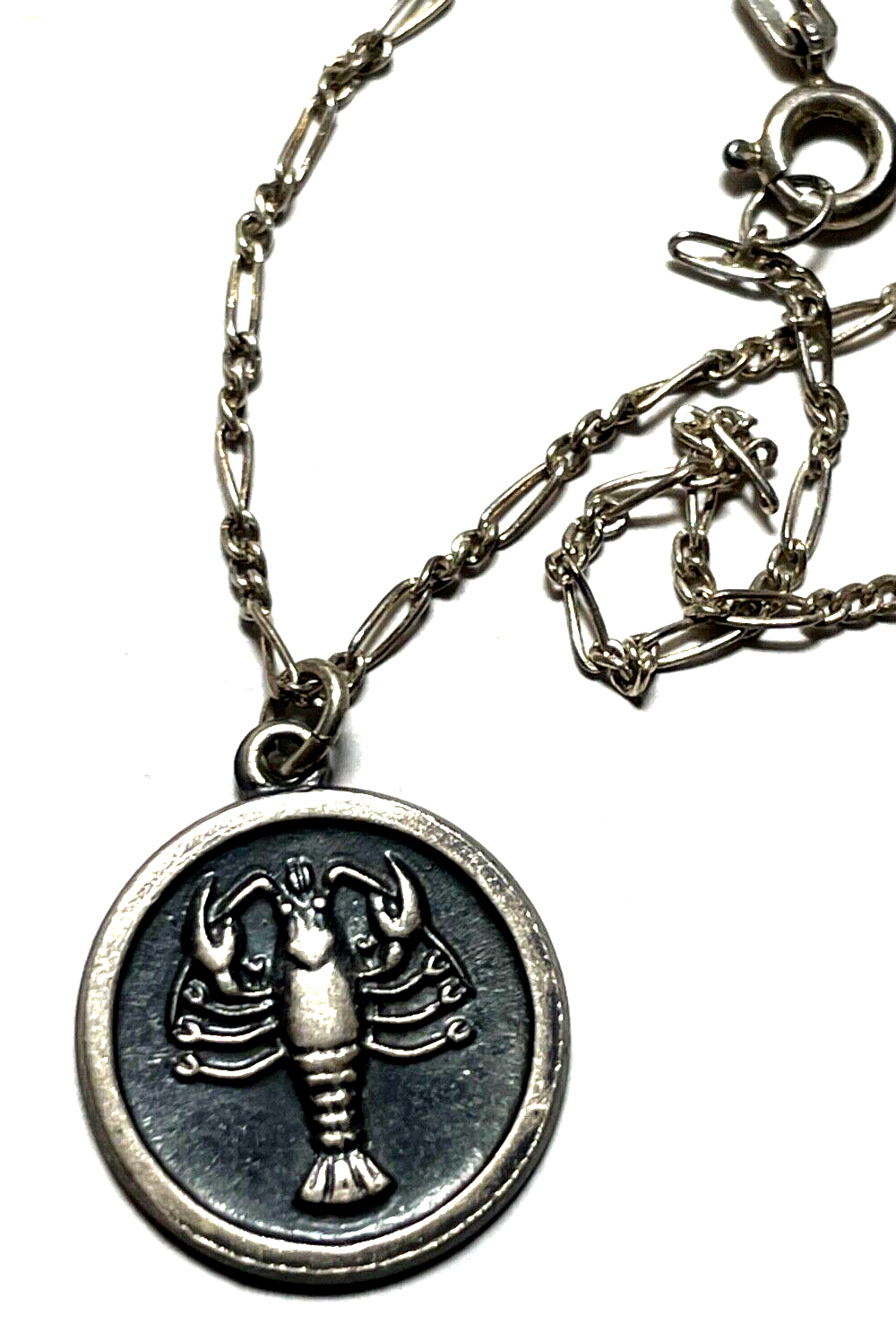 835 Silber Kette mit Sternzeichen Krebs Cancer Anhänger unisex gepflegt L 46 cm1